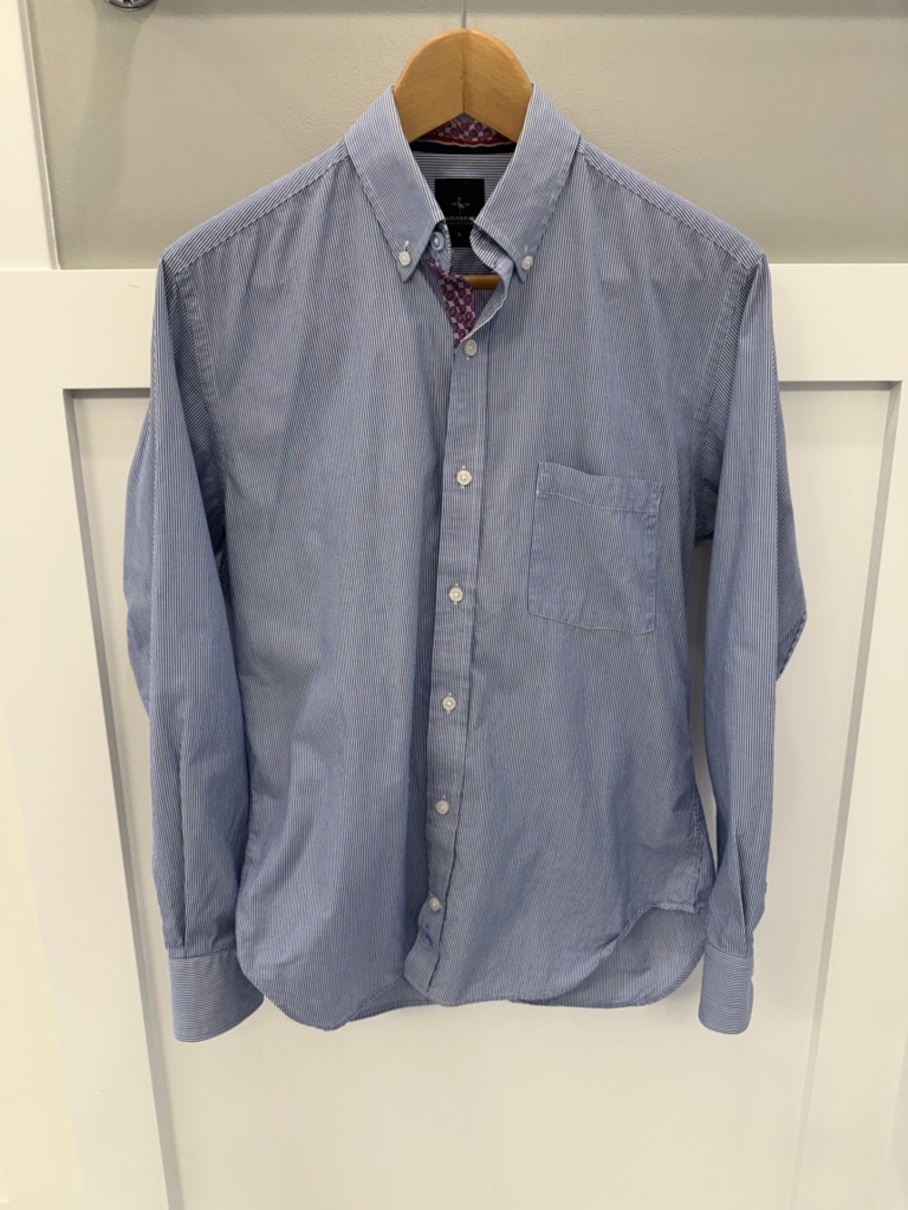 Tailorbyrd Light Blue Fine-Stripe Button-Down Shirt